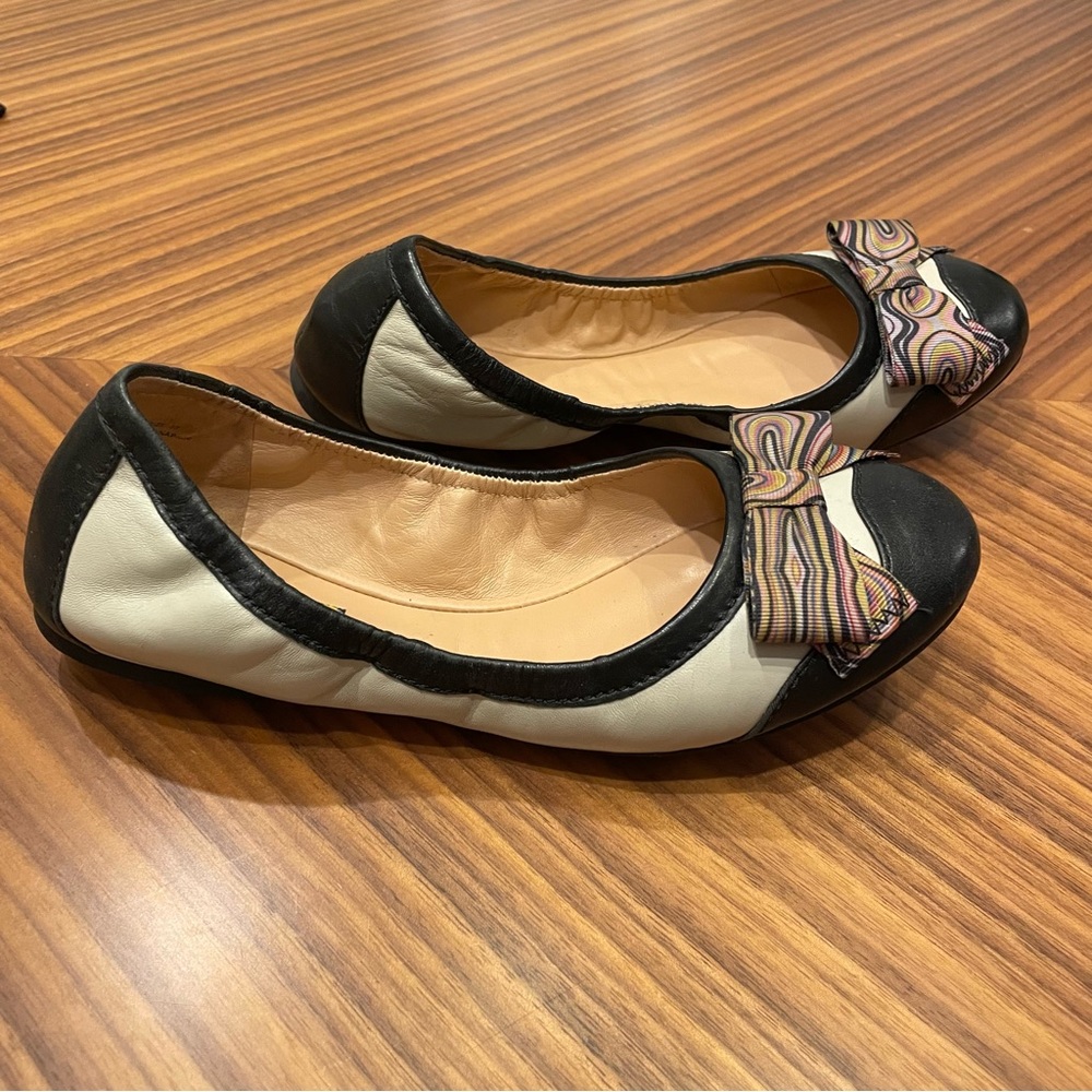 Paul Smith Leather Ballet Flats with Multicolour Bow
